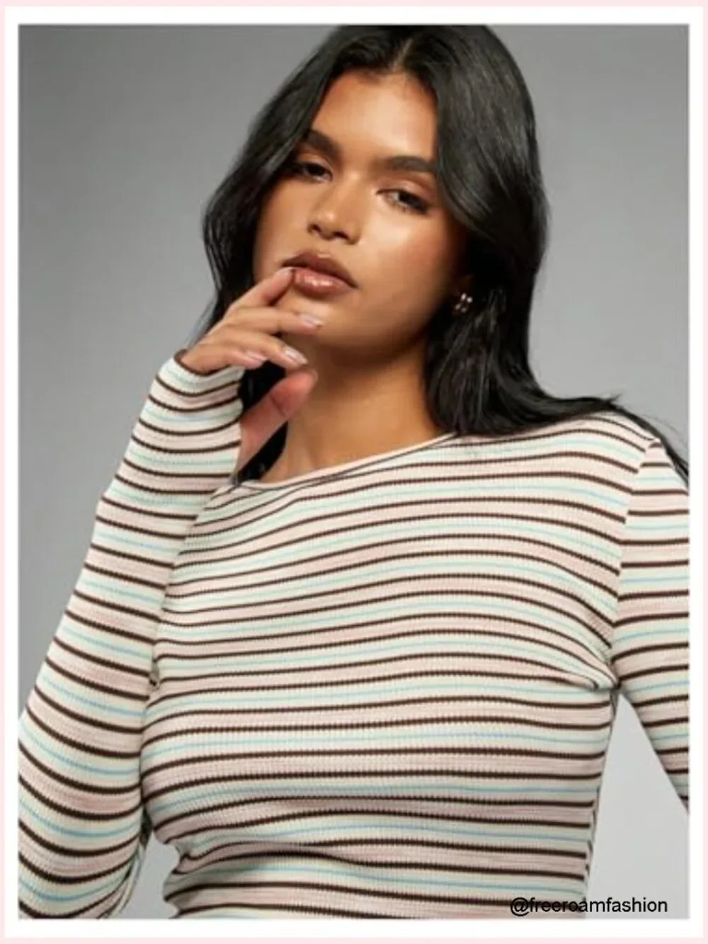 Striped Lounge Set 2 Piece Matching Long Sleeve Top & Mini Shorts